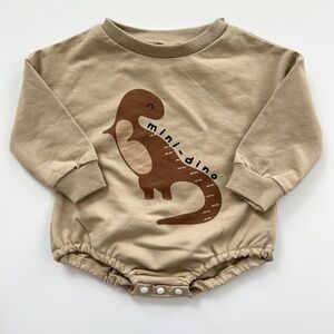 Mini Dino Baby Bubble Romper in Tan